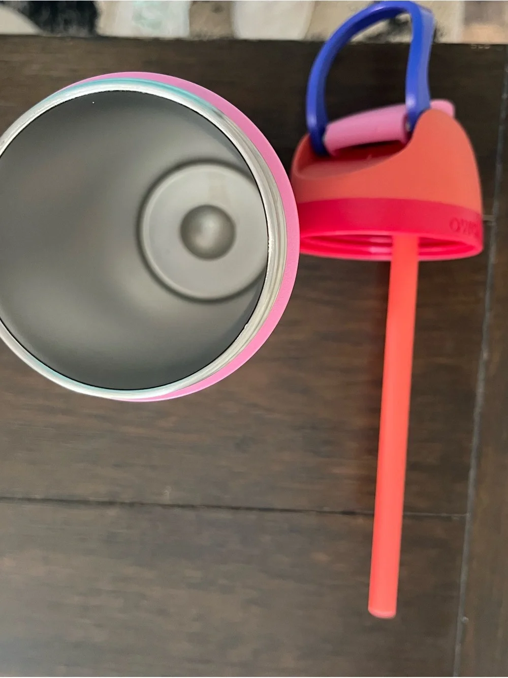 Owala Pink Insulated Water Bottle with Red Accent